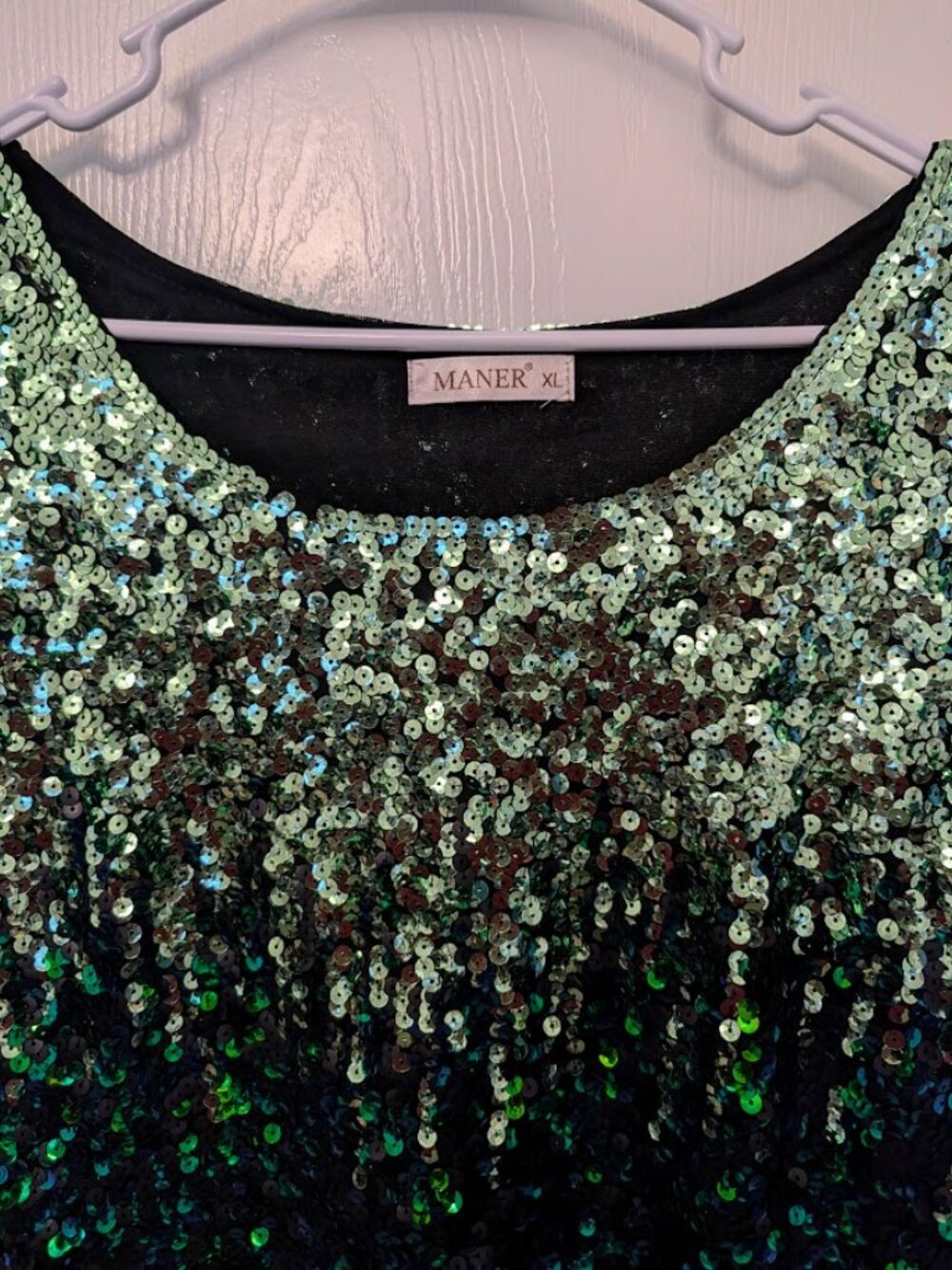 Maner Peacock colors ombré sequin top XL - Picture 4 of 5